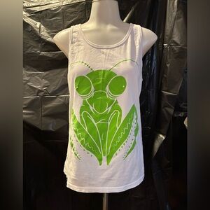 Choonimals White Tank Top with Green Mantis design Unique/ Rare / Discontinued